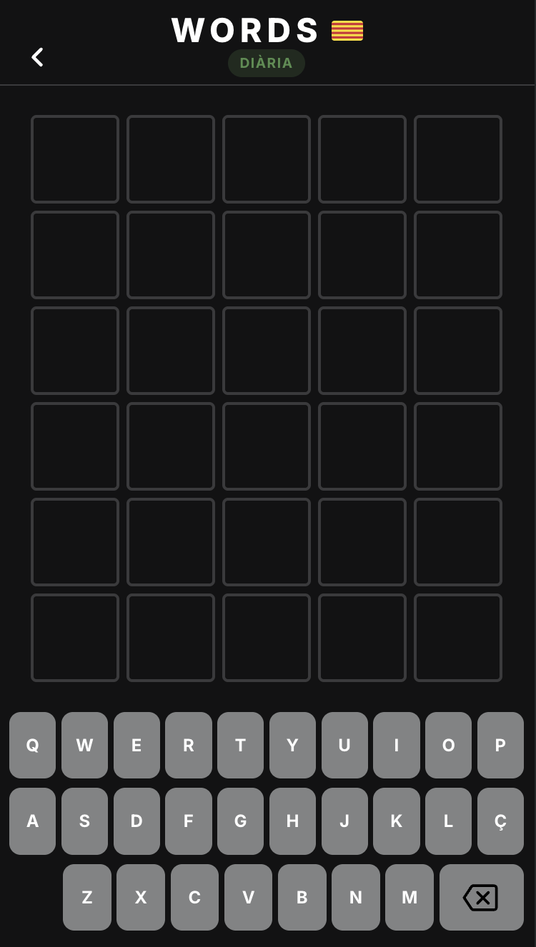 Resultat de partida a l'app de Wordle Català